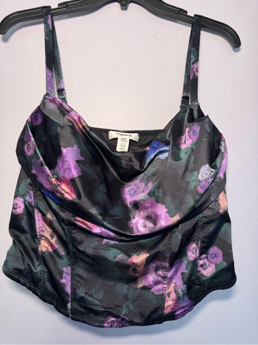 NWT 3X Popilush Draped Sculpting Floral-Print Camisole Top - Picture 2 of 5